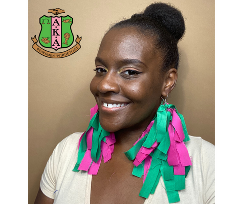 AKA Sorority Inspired Earrings | Bright Pink and Green