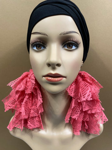 Pink Lace Fringe  Earrings