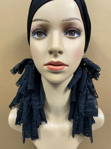 Black Lace Fringe  Earrings